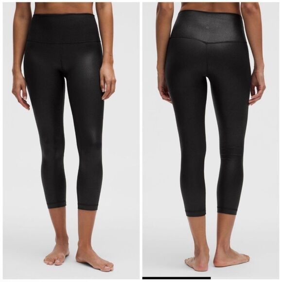 Lululemon Align High-Rise Ribbed Crop 23"  Shine Radiate Foil  Black size 10 NWT - Picture 6 of 6